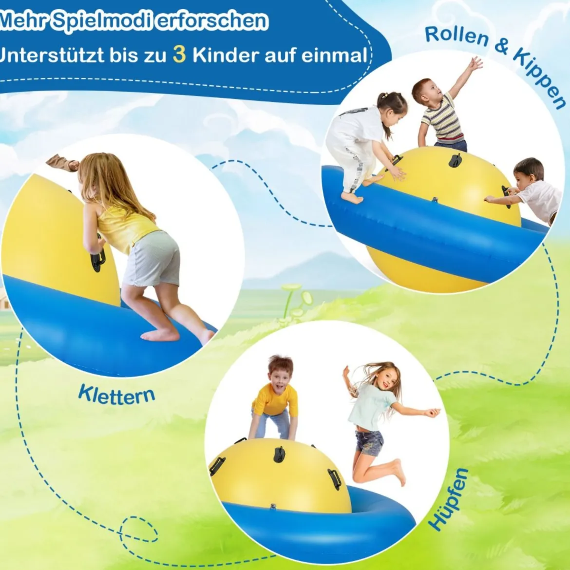 Aufblasbare Kuppelwippe zum Rollen & Neigen & Klettern & Hüpfen Kinderwippe