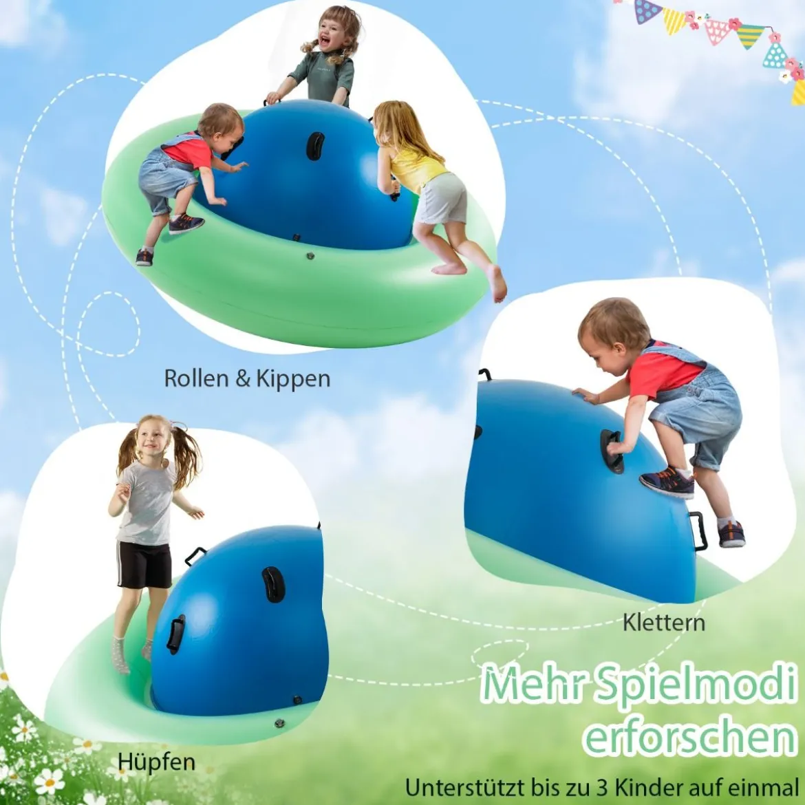 Aufblasbare Kuppelwippe zum Rollen & Neigen & Klettern & Hüpfen Kinderwippe