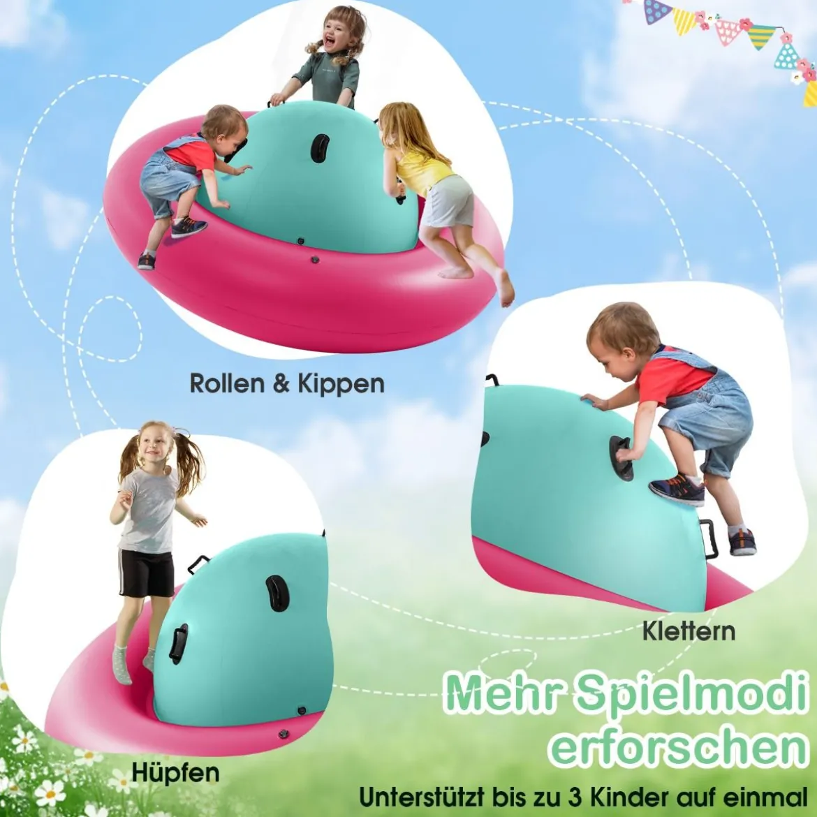 Aufblasbare Kuppelwippe zum Rollen & Neigen & Klettern & Hüpfen Kinderwippe