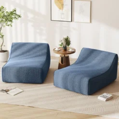 Aufblasbarer Lounge-Sessel ergonomisches aufblasbares Lazy Sofa mit abnehmbarem Bezug Blau