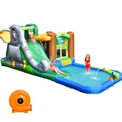 Aufblasbarer Wasserpark Hüpfburg mit 580-610W Luftgebläse 525 x 300 x 200 cm Bunt
