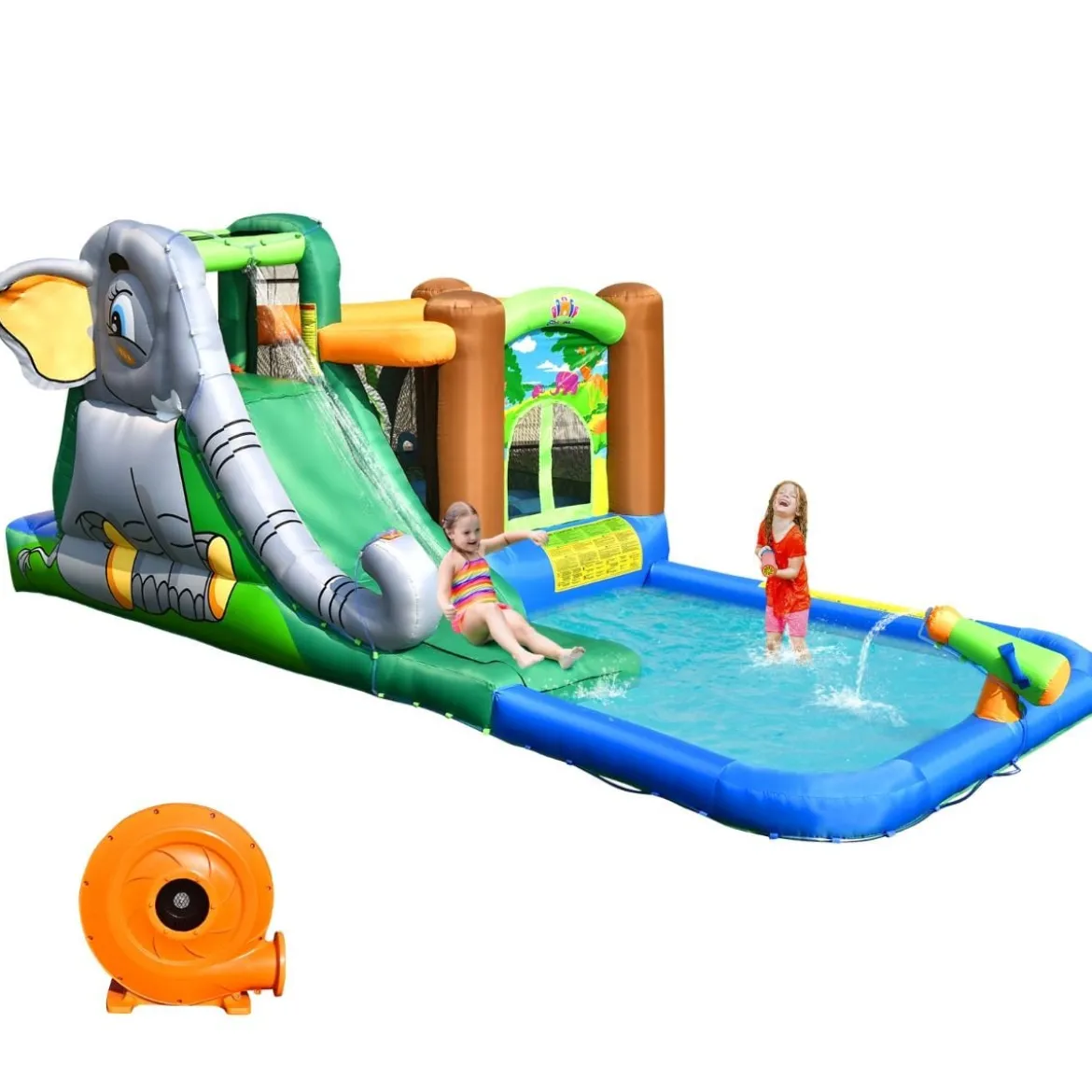 Aufblasbarer Wasserpark Hüpfburg mit 580-610W Luftgebläse 525 x 300 x 200 cm Bunt