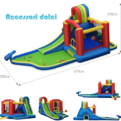 Aufblasbarer Wasserrutschen-Park mit 450W Gebläse Hüpfburg für Kinder 575 x 280 x 236 cm Bunt