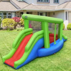Aufblasbare Schnecke Hüpfburg mit 2 Rutschen & Basketballkorb 410 x 190 x 197 cm