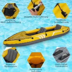 Aufblasbares Kajak für 2 Personen Tandemkajak mit abnehmbaren Sitzen 357 × 80 × 38 cm