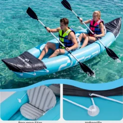 Aufblasbares Kajak Set für 2 Personen Schlauchkajak aus PVC mit 2 Aluminium-Paddel Pumpe bis zu 160 kg Belstbar
