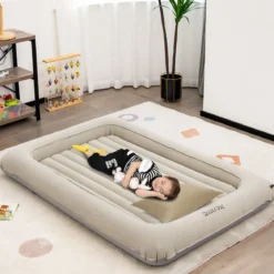 Aufblasbares Kleinkind-Reisebett mit 2 in 1 Mehrzweck-Design für Kinder 165 x 118 x 20 cm Grau