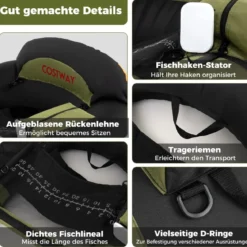 Aufblasbares Schlauchboot Angelboot mit einstellbarem Angelrutenhalter Fischhakenstator Aluminium-Paddel Grün
