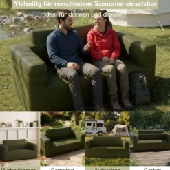 Aufblasbares Sofa mit Integrierter Pumpe & Aufbewahrungstasche Camping Luftsofa für 2 Personen