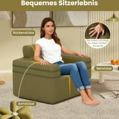 Aufblasbares Sofa mit Integrierter Pumpe & Aufbewahrungstasche Camping Luftsofa für 1 Person