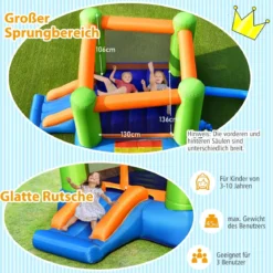 Aufblasbares Sprunghaus mit Sprungbereich und Rutsche 250 x 197 x 143 cm Bunt