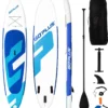 Aufblasbares Stand Up Board SUP Paddle Board mit Rucksack 305 x 76 x 15 cm Blau + Weiß