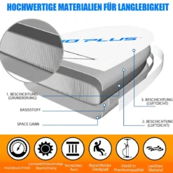 Aufblasbares Stand Up Board SUP Paddle Board mit Rucksack 305 x 76 x 15 cm Blau + Weiß