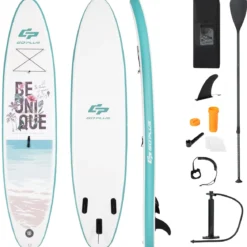 Aufblasbares Stand Up Paddle Board mit verstellbarem Aluminium-Paddel 320 x 76 x 15 cm Blau