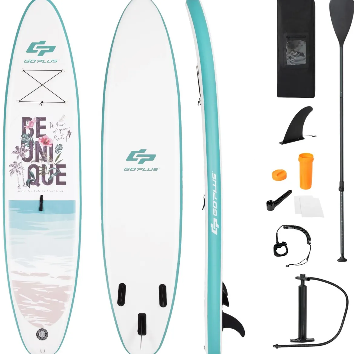 Aufblasbares Stand Up Paddle Board mit verstellbarem Aluminium-Paddel 320 x 76 x 15 cm Blau