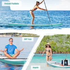 Aufblasbares Stand Up Paddle Board mit verstellbarem Aluminium-Paddel 320 x 76 x 15 cm Blau