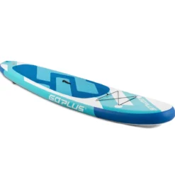 Aufblasbares Stand Up Paddle Board SUP mit rutschfeste Oberfläche 335 x 76 x 15 cm Blau + Weiß