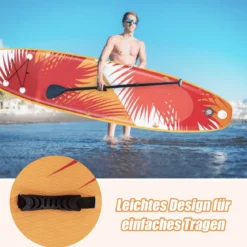 Aufblasbares Stand-up-Paddle-Board mit SUP-Zubehör Rucksack verstellbares Paddel 325 x 76 x 15 cm Orange