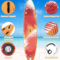 Aufblasbares Stand-up-Paddle-Board mit SUP-Zubehör Rucksack verstellbares Paddel 325 x 76 x 15 cm Orange
