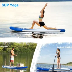 Aufblasbares Stand Up Paddle Board Extra breites rutschfestes Board 305 x 75 x 15 cm Blau + Weiß