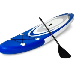 Aufblasbares Stand Up Paddle Board Extra breites rutschfestes Board 305 x 75 x 15 cm Blau + Weiß