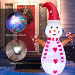 Aufblasbare Weihnachtsdekoration Schneemann mit Mehrfarbigen Rotierenden LED-Lichtern 240 cm