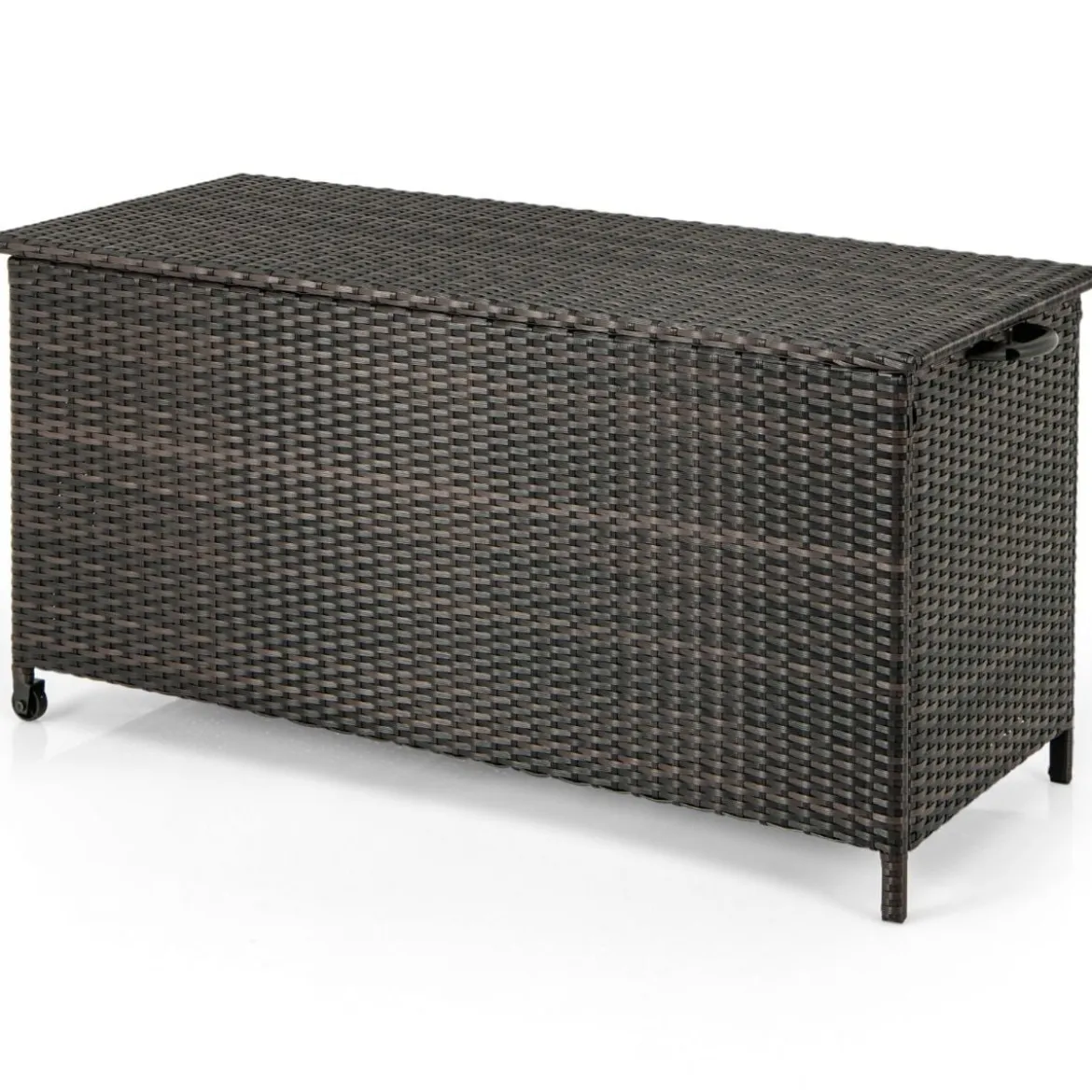 Auflagenbox mit Rollen & 320 L Kapazität Wasserdichte Polyrattan Kissenbox Braun