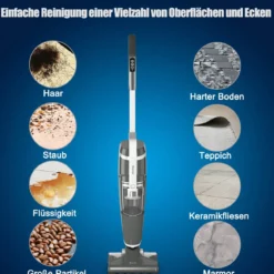 Aufrechter Staubsauger Leichtgewichtiger Dampfreiniger 1000W Dampfreiniger Staubsauger Dampfsauger Grau
