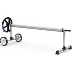 Aufrollsystem Poolwickelrolle für Abdeckungen und Solarplanen Rollensystem mit Gurten Aluminium 5,5M