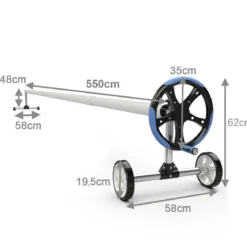 Aufrollsystem Poolwickelrolle für Abdeckungen und Solarplanen Rollensystem mit Gurten Aluminium 5,5M