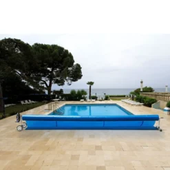 Aufrollsystem Poolwickelrolle für Abdeckungen und Solarplanen Rollensystem mit Gurten Aluminium 5,5M