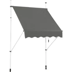 Ausfahrbarer Baldachin Sonnenschutz mit Kurbel höhenverstellbare Markise 150 x 120 cm Grau