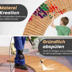 Ausrollbarer Gartenweg aus Holz mit Metalldraht & Rutschfester Oberfläche Rollweg Holzsteg 216 x 53 cm