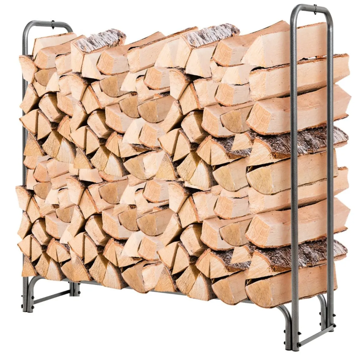 Aussen Metall Kaminholzregal mit Wasserdichter Abdeckung Brennholzregal 122,5 x 35,5 x 122,5 cm