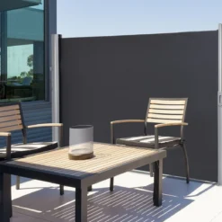 Ausziehbare Seitenmarkise Sonnen- und Windschutz faltbar Sichtschutz Seitenmarkise 300 x 160 cm Grau