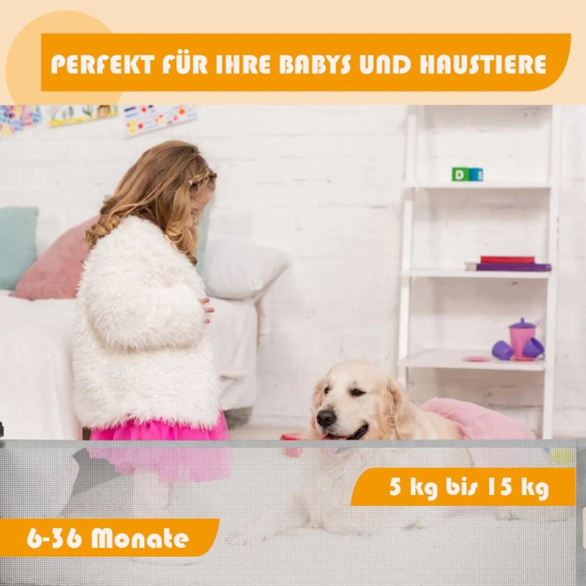 Ausziehbares Türschutzgitter Treppenschutzgitter Absperrgitter für Babys 146 x 86 cm Grau