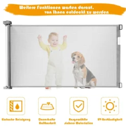 Ausziehbares Türschutzgitter Treppenschutzgitter Absperrgitter für Babys 146 x 86 cm Grau