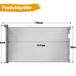 Ausziehbares Türschutzgitter Treppenschutzgitter Absperrgitter für Babys 146 x 86 cm Grau