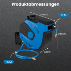 Automatische Druckluftschlauch-Aufrollvorrichtung mit 15 m Anschluss Schlauch Wandmontage-Kit