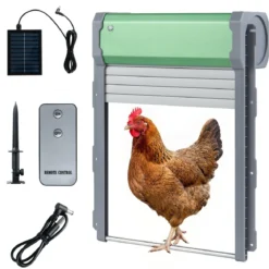 Automatisch Hühnerklappe Solar Hühnertür 4 Modi mit Timer Lichtsensor & Fernbedienung