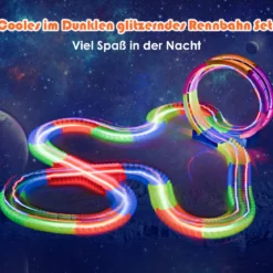 Autorennbahn Leuchtendes Rennbahn Set mit 366 Stk. Gleisblöcke Racetrack Spielset Bunt