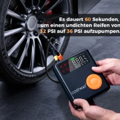 2000A 12V Autobatterie Starthilfe mit 150PSI Digital Reifenfüller & Luftkompressor & LED-Bildschirm 13000mAh Powerbank