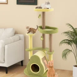 Avocado-Kratzbaum mehrstöckiger Katzenturm mit Privatwohnung 59 x 59 x 125 cm