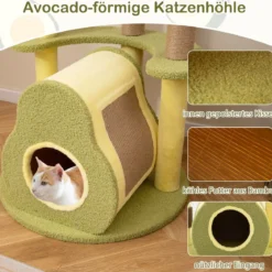 Avocado-Kratzbaum mehrstöckiger Katzenturm mit Privatwohnung 59 x 59 x 125 cm