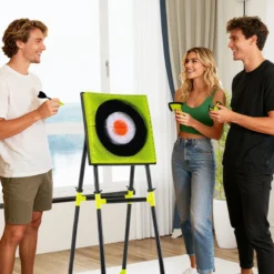 Axt Wurfspiel Set 4 in 1 Wurfäxte Spiel mit Bogen Zielscheibe 6 Pfeilen & 4 Äxten Grün