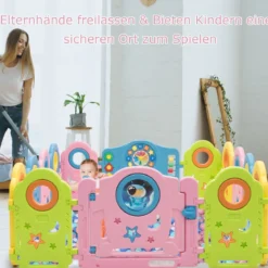 Babygitter Kinder 14 Paneele Sicherheitsgitter Tragbarer Laufstall Bunt