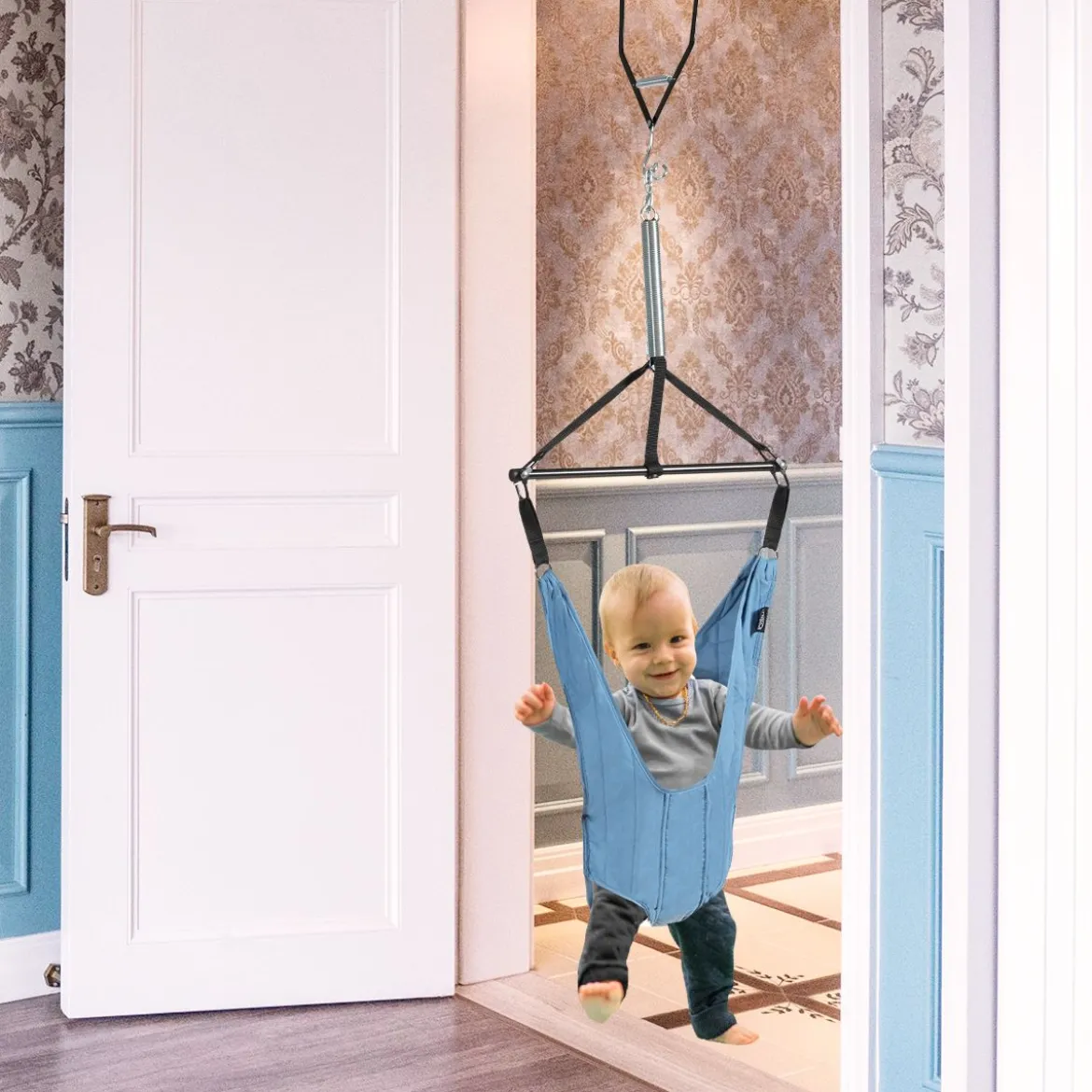 Baby Jumper Türhopser Babyschaukel Verstellbarer Baby-Hängeschaukelsitz Blau