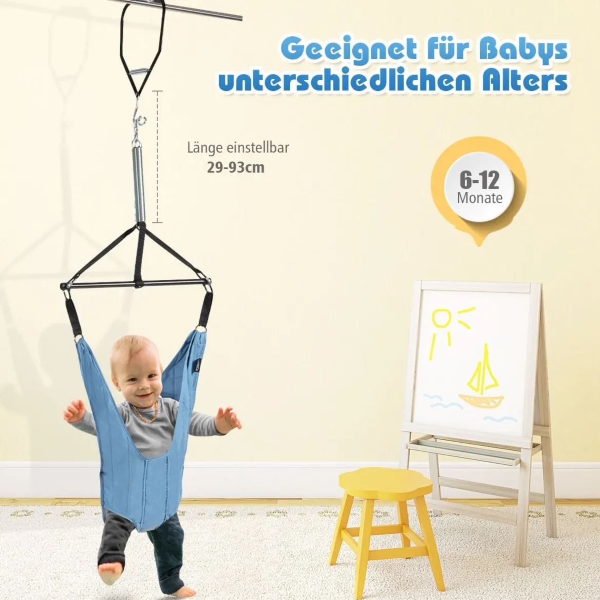 Baby Jumper Türhopser Babyschaukel Verstellbarer Baby-Hängeschaukelsitz Blau