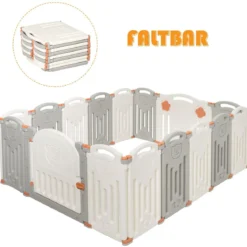 Baby Laufgitter 16 Paneele Laufstall Absperrgitter mit Tür