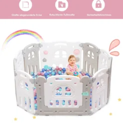 Baby-Laufgitter 10 Panele Laufstall Absperrgitter Faltbares Aktivitätszentrum für Babys